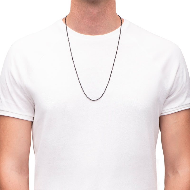 Men's Necklaces - The Rounded Box Chain - Matte Black 75cm Preview